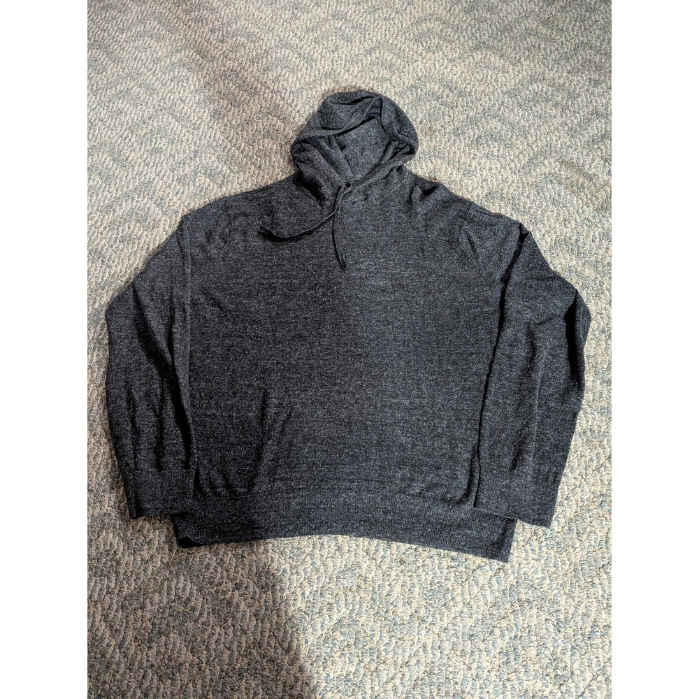 J.Crew Mens Linen Cotton Blend Knit Hoodie Charcoal Grey AL354 Size L